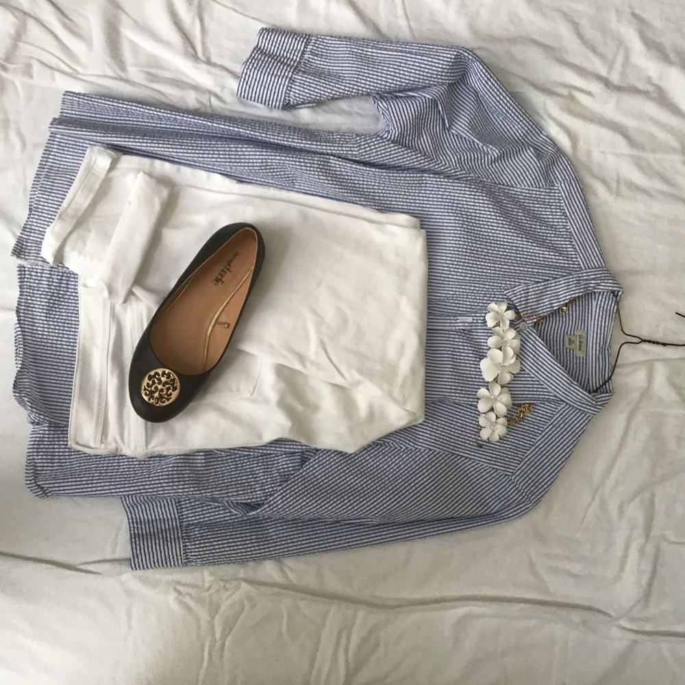 LL Bean seersucker blouse